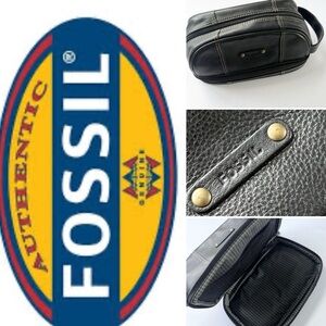 Fossil Black Leather Toiletry Bag